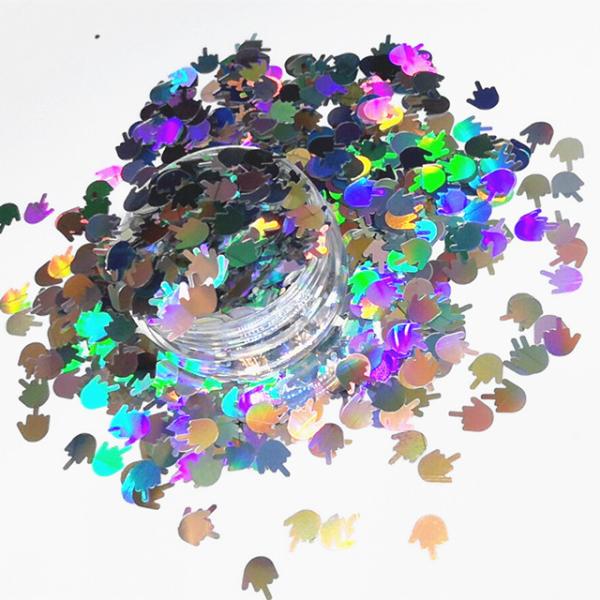 Wedding Event Parties 3D Polyester Hands with Holographic Silver Black Middle Finger Glitter and Other Holiday Supplies