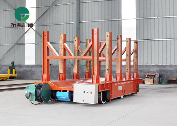 50 Ton Pipe Plant PLC Control Cable Reel Powered Motorized Transport Cart For Coil Transfer