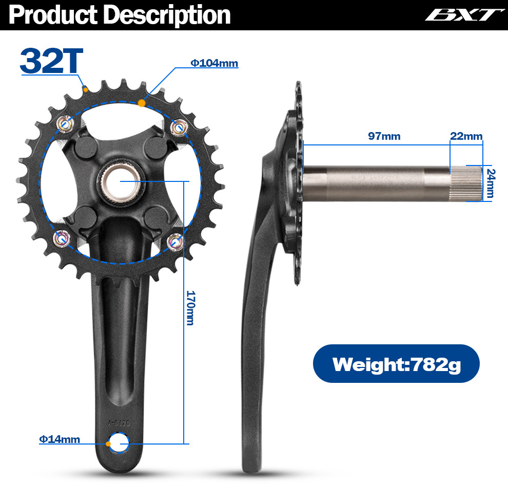 Велосипед Chainwheel Crankset GXP 34T дороги горы алюминиевого сплава