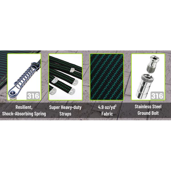 Inground Pool Safety Cover - Rectangle Green Heavy Duty Mesh, Triple Stitched & Rain Permeable, Installation Hardware Included (We Make Custom Size)