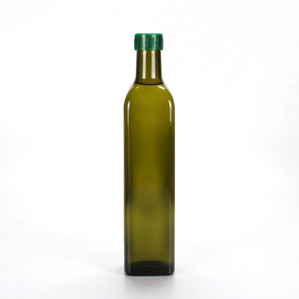 Obscuridade quadrada vazia - garrafa de vidro verde, galheteiro de vidro amigável do azeite de Eco