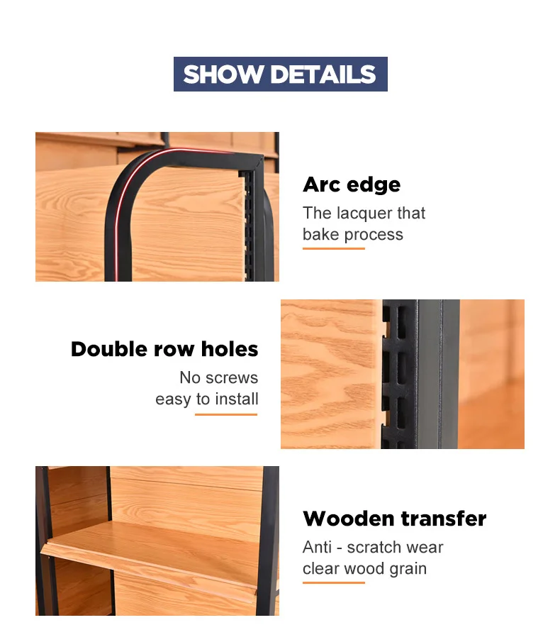 Стальная деревянная гондола Покровные полки Домашние многоэтажные гостиные Книжные полки