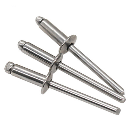 Flat Round Head Blind Rivet in Bright Stainless Steel Finish for Durable Fastening Requirements using Pull Rivet