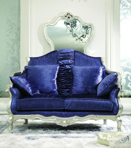 CAD 3D 3 Piece Luxury Living Room Furniture Modern Blue 3 2 1 Seater Velvet Sofa Sets