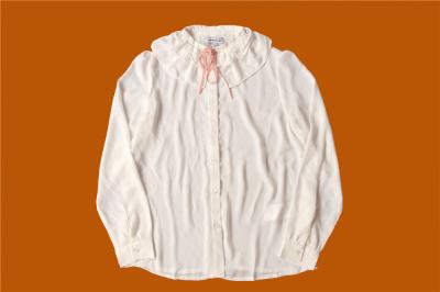 Casual White Princess Collar Shirt 100% Polyester With Cute Bandage