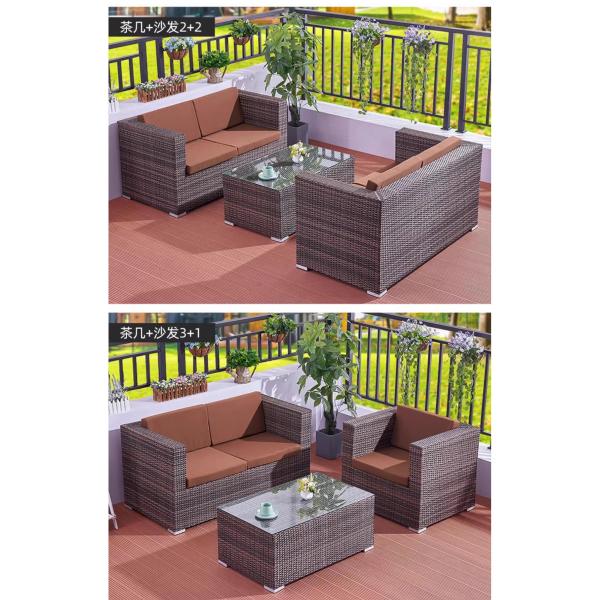 Canapé d'extérieur en osier, jardin, imperméable et résistant au soleil, ensemble de chaises en rotin, meubles de terrasse en rotin