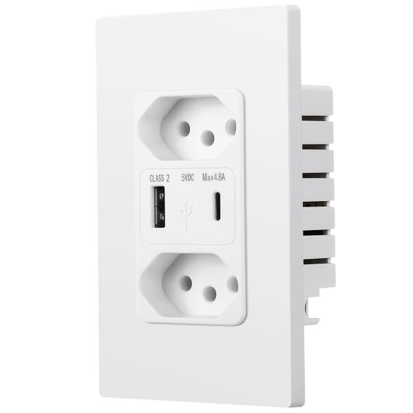 Standard Grounding Brazilian Power Socket Plastic USB Power Sockets 10A Safe Charging