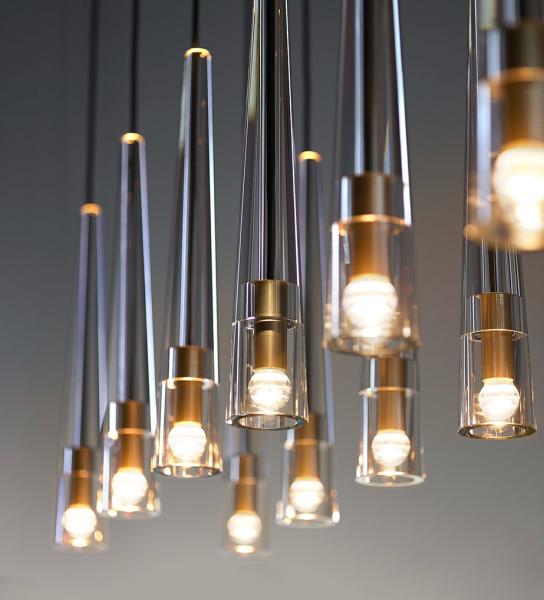 Adjustable Height Linear Brass Chandelier for Restaurants and Hotels