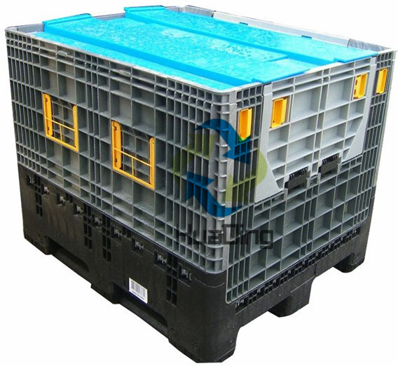 Recyclable Foldable Collapsible HDPE Plastic Mesh Plastic Large Crate Stadic