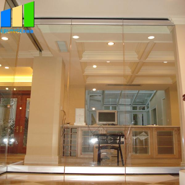 Стекла стен раздела офиса раздвижная дверь стеклянной двери передвижного складывая внешняя Фрамелесс стеклянная