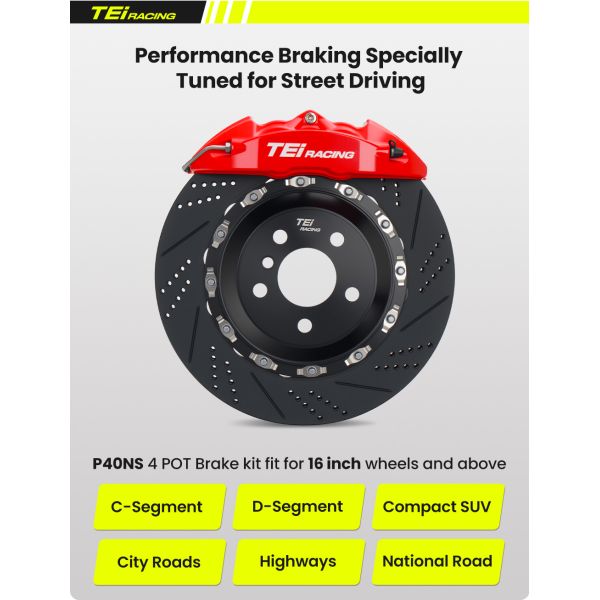 TEI P40NS BBK Kit 4 Piston Caliper Big Brake Kit  For Honda Civic Front Wheel