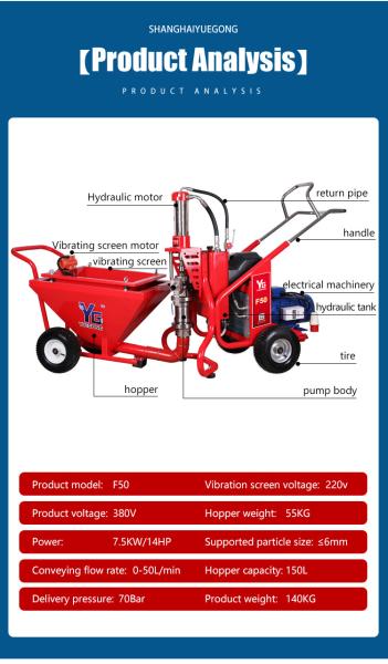 F50 Thick thin Fireproof Paint Gypsum Mortar Spraying Machine 14HP 50L Wall Roof Floor Prevention Water Paint Coating