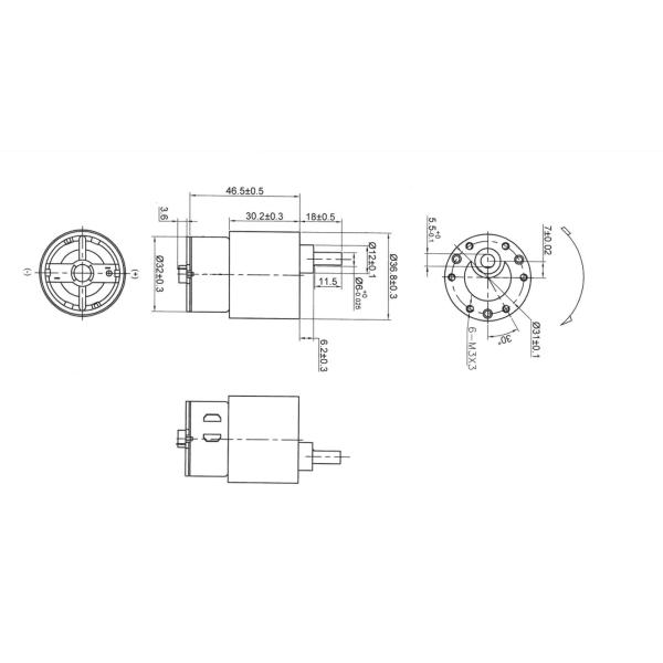 37mm Gearbox Metal Gear Motor GM37-500 High Torque DC 12V Geared Motor Low-speed