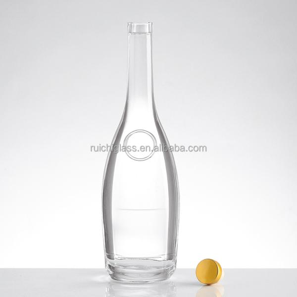 Botella de vidrio de licor vacía con cuello de corcho Material de aluminio plástico PP 375ml 700ml 750ml