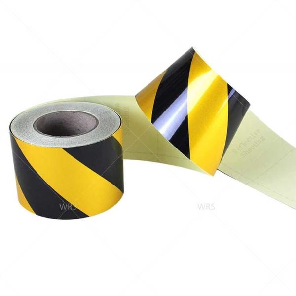 Black Yellow Adhesive PVC Reflective Tape Sticker 50MM Width 1-3 Years Lifespan CN FUJ