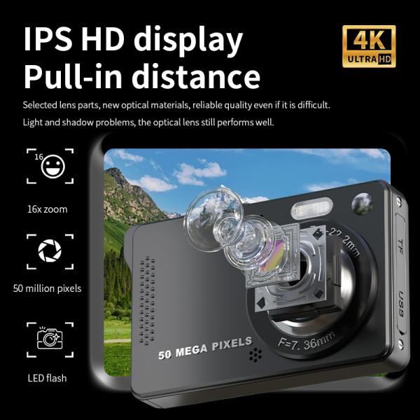 Autofocus and 2.8 Large Screen M08 4K Digital Camera for Vlogging and Photography 50MP Photo Resolution