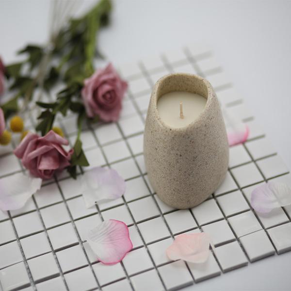 Mini Ceramic Refined Natural Soy Scented Candles Pillar Shape Ceramic Candle