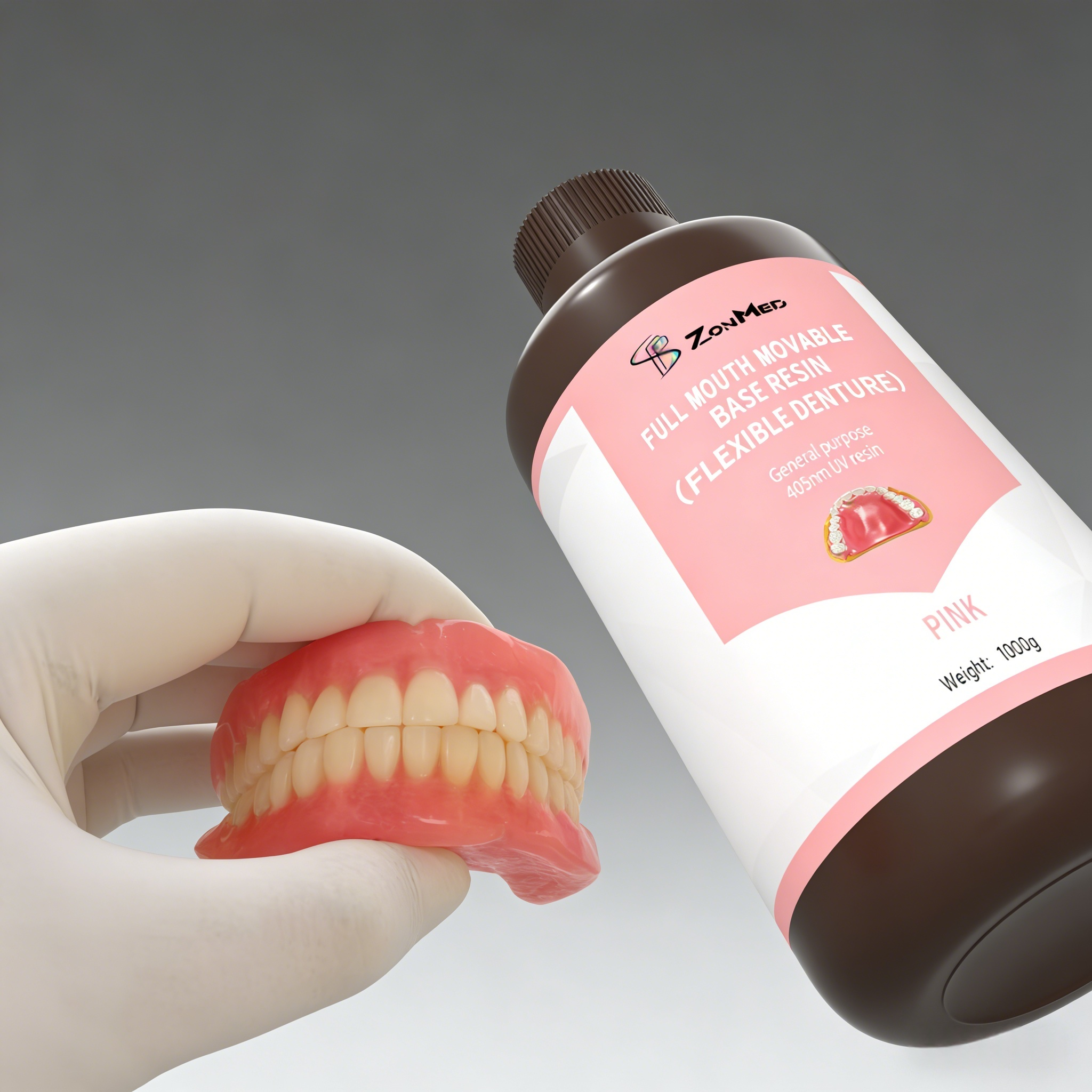 Light cured 3D printed denture resin featuring short processing time perfect for dental professionals focusing on and speed