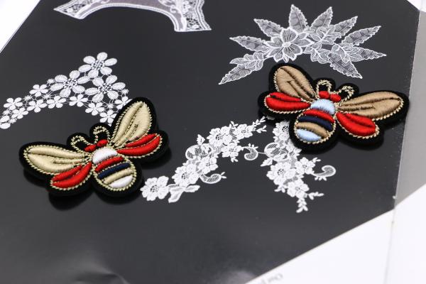 Golden Embroidery Patch Bee Bumblebee Wasp Insect 3D Gold Royal Fashion