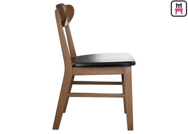 Classical Curved Back Wood Dining Chairs With Leather Seats Commercial Indoor Furniture