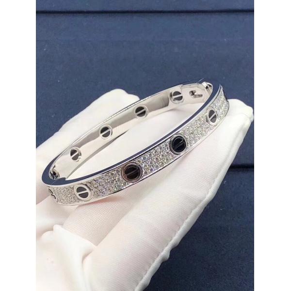 Factory Custom Fine Jewelry 18k White Ogold LOVE Bracelet, Diamond-Paved, Ceramic Bracelet
