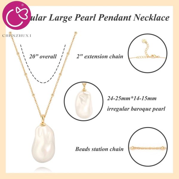 Chic Jewelry Natural Baroque Tahiti Pearl Pendent Necklace for Women Men