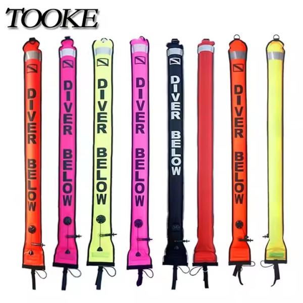 Two Tone Reflective Scuba Diving Marker Buoys Portable For Diving Emergency Signaling