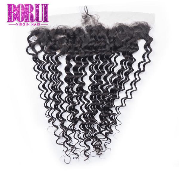 10a Grade Deep Curly Brazilian Hair Lace Frontal Pre Plucked Swiss Lace