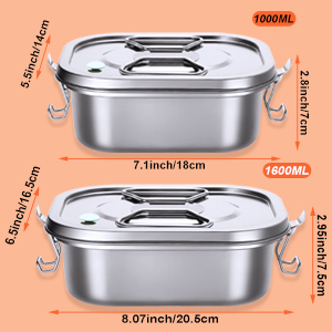 Stainless Steel Bento Box Metal Lunch Box Containers Leak-proof For Adults Dual Tiers Metal Lunch Box Container