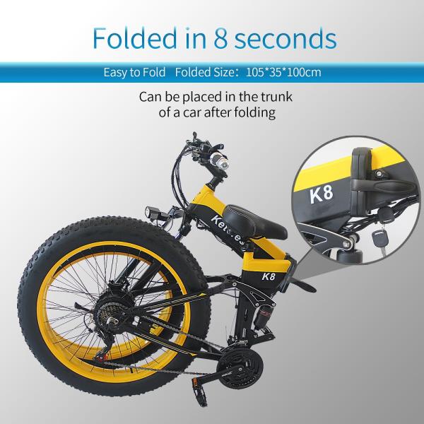 EU Quality 26x4.0 inch Fat Tire Folding E-Bike 1000W Motor 13AH Lithium Battery 21-Speed Electric Bike Drop Shipping Available