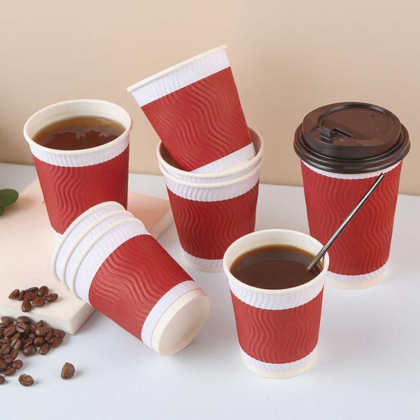 生分解性水性コーティングとカバー付きの環境に優しいカスタム使い捨てコーヒー紙コップ