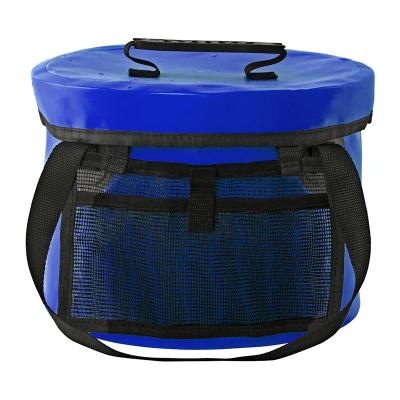 Seau pliant se pliant de pêche de PVC du seau 500D du camping 9L imperméable