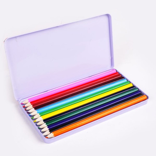 wholesale presharpened hex 12pcs tin box wooden color pencil