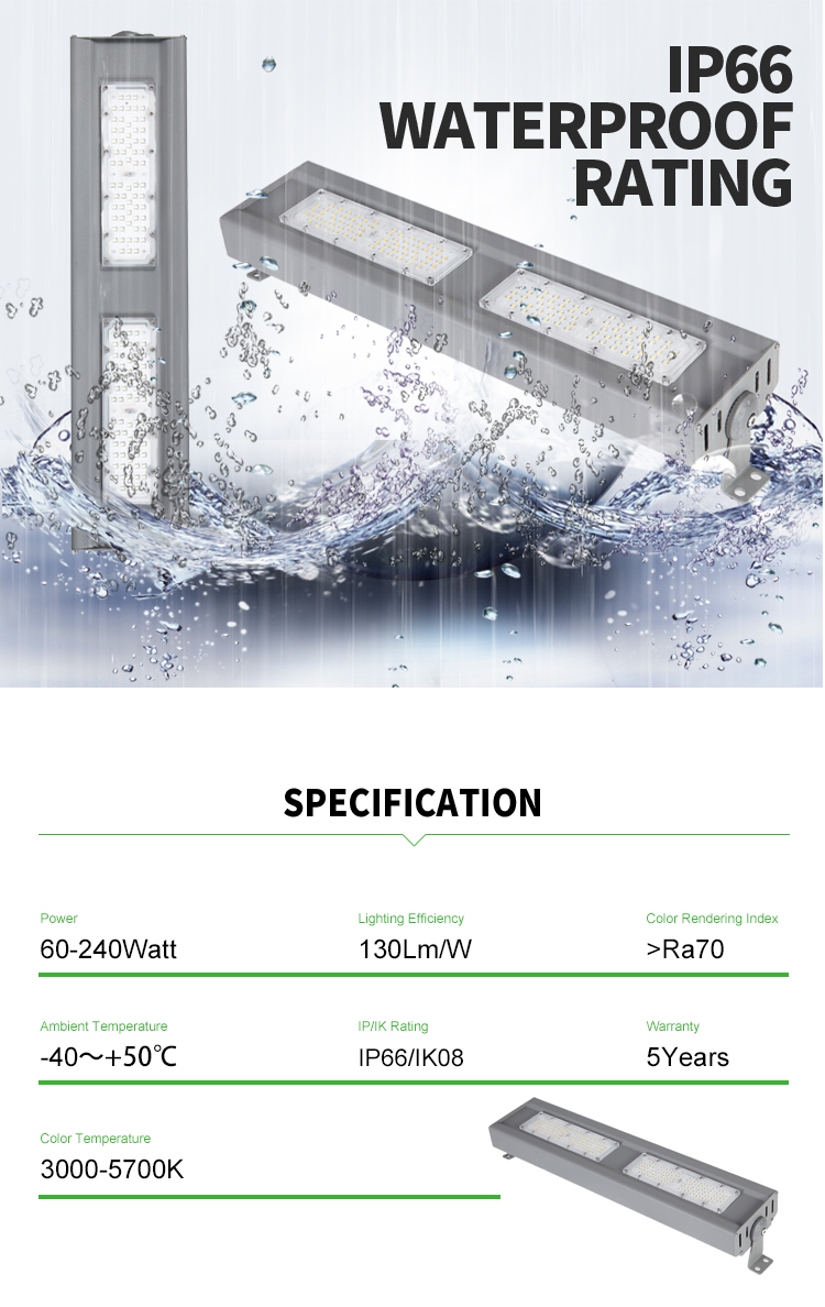 СИД высокого залива 240w линейное освещает водоустойчивое промышленное освещение IP66
