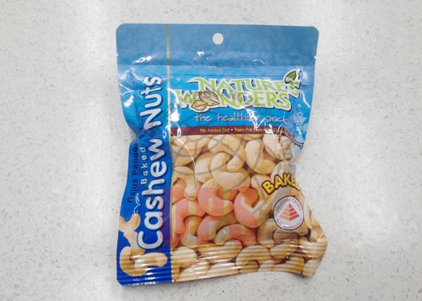 Laminated Food Grade Stand Up Pouches , Three Side Seal Nuts Packaging Bags