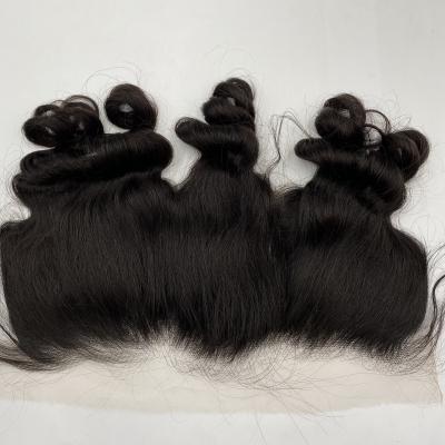 13x6 Lace Frontal Closure  Ear To Ear Free Part lace Closure Brazilian Loose Wave Frontal Human Hair Extension Pre-Plucked Frontal Closure Natural Black Color