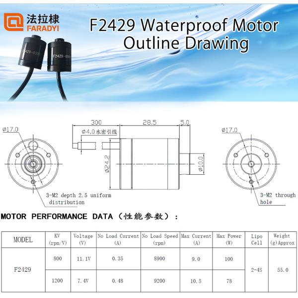 Faradyi High Quality 12V 24V 800W Water-resistant BLDC Motor With Propeller For Jet Board
