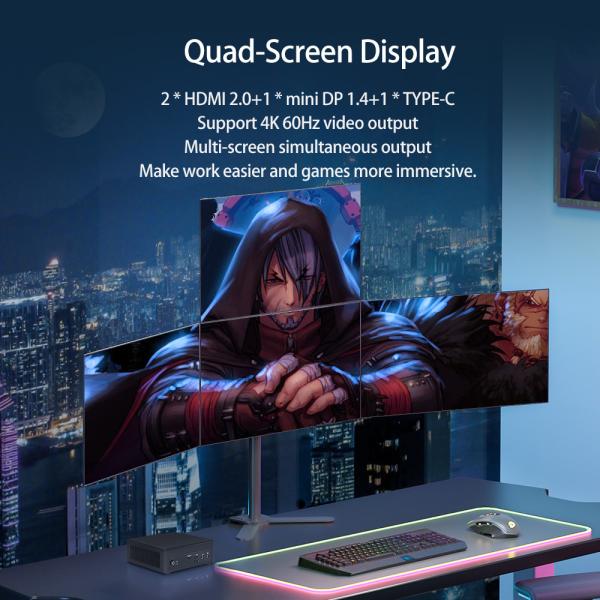 Intel Core I7 1260P Iris Xe Graphics Gaming PC Single LAN Three Display Mini Computer