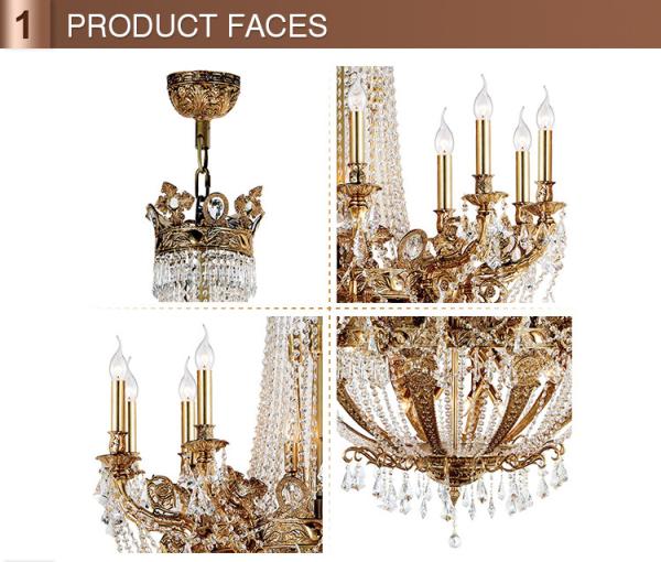 Natural brass crystal chandelier Lighting for Indoor home Fixtures (WH-PC-20)