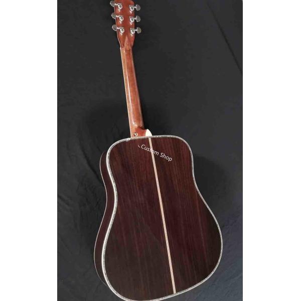 Custom AAAA All Solid Wood Round D Type Body Vintage Acoustic Dreadnought Guitar in Yellow