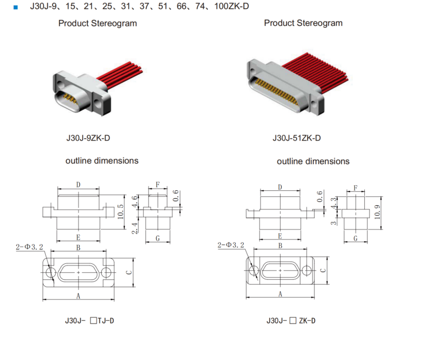 3A D Shaped Connector Anti rotation Male Electrical Connector J30J-25TJ-D