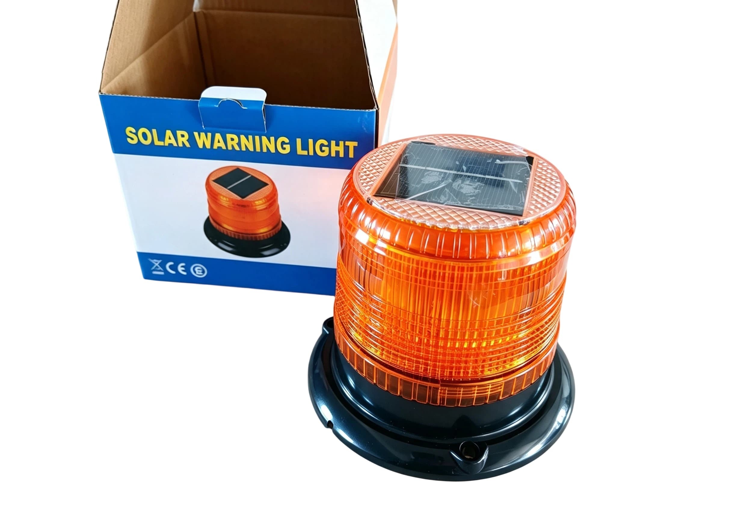 Amber Lens Strobe Solar Wireless Beacon Light for Road Construction Vehicle