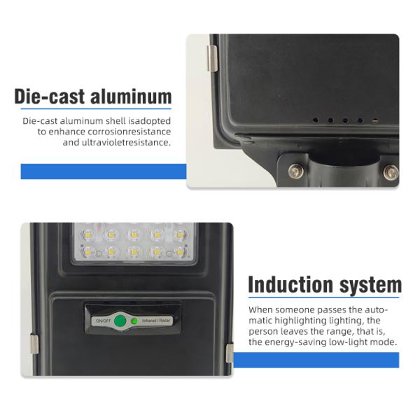 13000lm Luminous Flux Waterproof Led Solar Lamp with Dark Grey  Aluminum