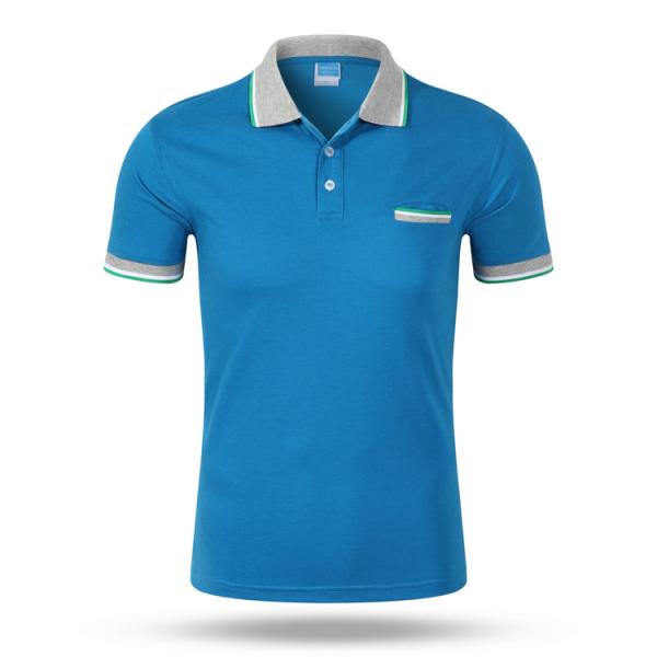 Cotton T Shirts Embroidered Printed Logo Cotton Men's  Contrast Business Uniform Polo T Shirt