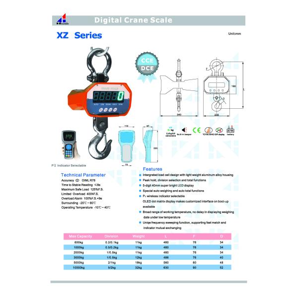 1 Year Warranty Hanging Crane Scale , Digital Hanging Weight Scale For Hoist Crane Scale