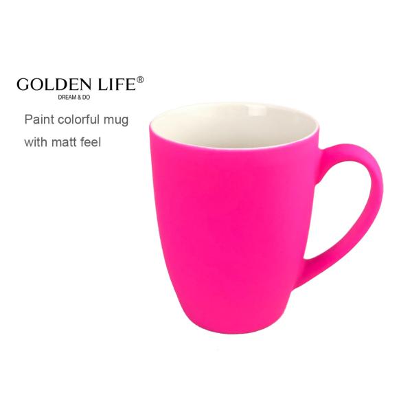 Sublimation Coated Handgrip Ceramic Coffee Mugs 400cc