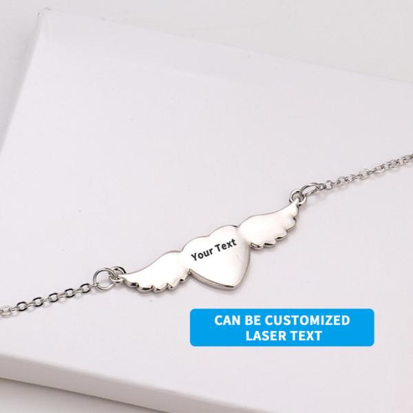 Jewelry Laser Back Pendant Personalized Angel Wing Necklace Memory Pendant With Wings