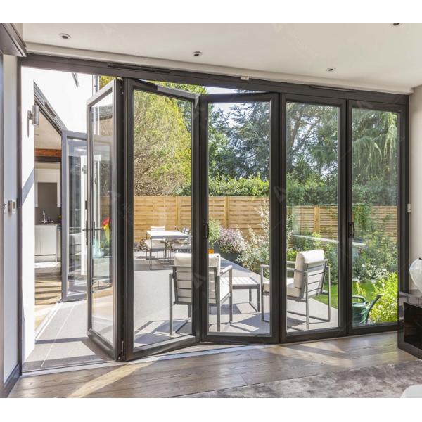 Accordéon en verre de porte de pliage en aluminium extérieur de Bi glissant des portes de pliage de patio