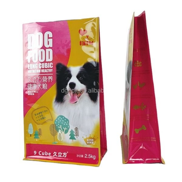 Customized Low MOQ 1000pcs Stand Up Pouch Flat Bottom Packaging Bags Aluminum Foil Moisture-proof For Pet Food Storage