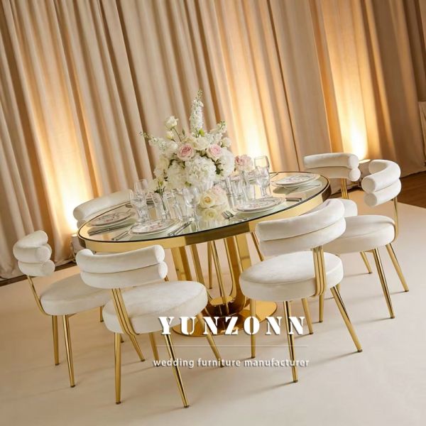 Stainless Steel Wedding Table Tempered Glass Top for Hotels Restaurants Banquets Dining Events-Durable Hotel Furniture Wholesale